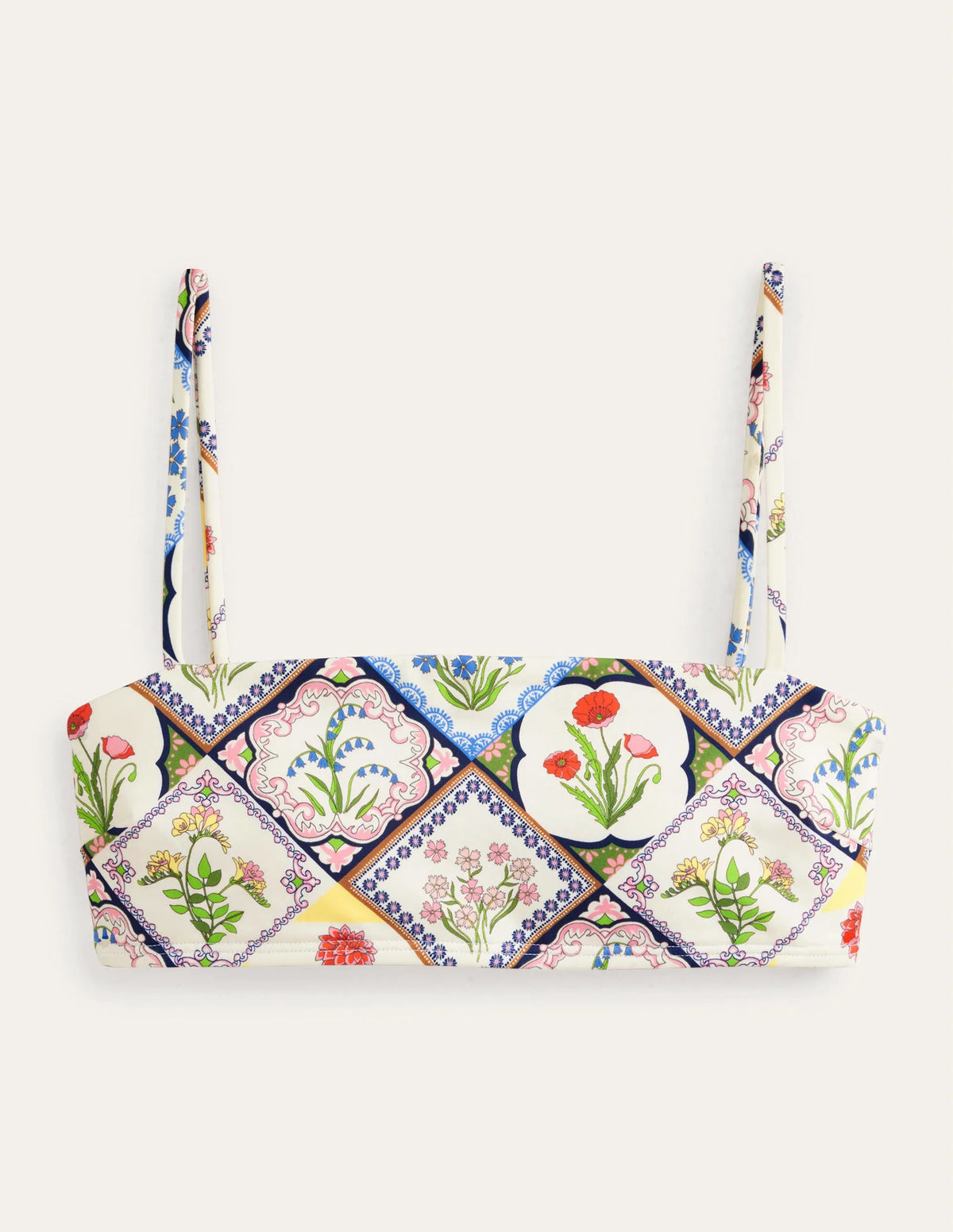 Skinny Strap Bikini Top-Ivory, Wild Bluebell