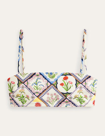 Skinny Strap Bikini Top-Ivory, Wild Bluebell