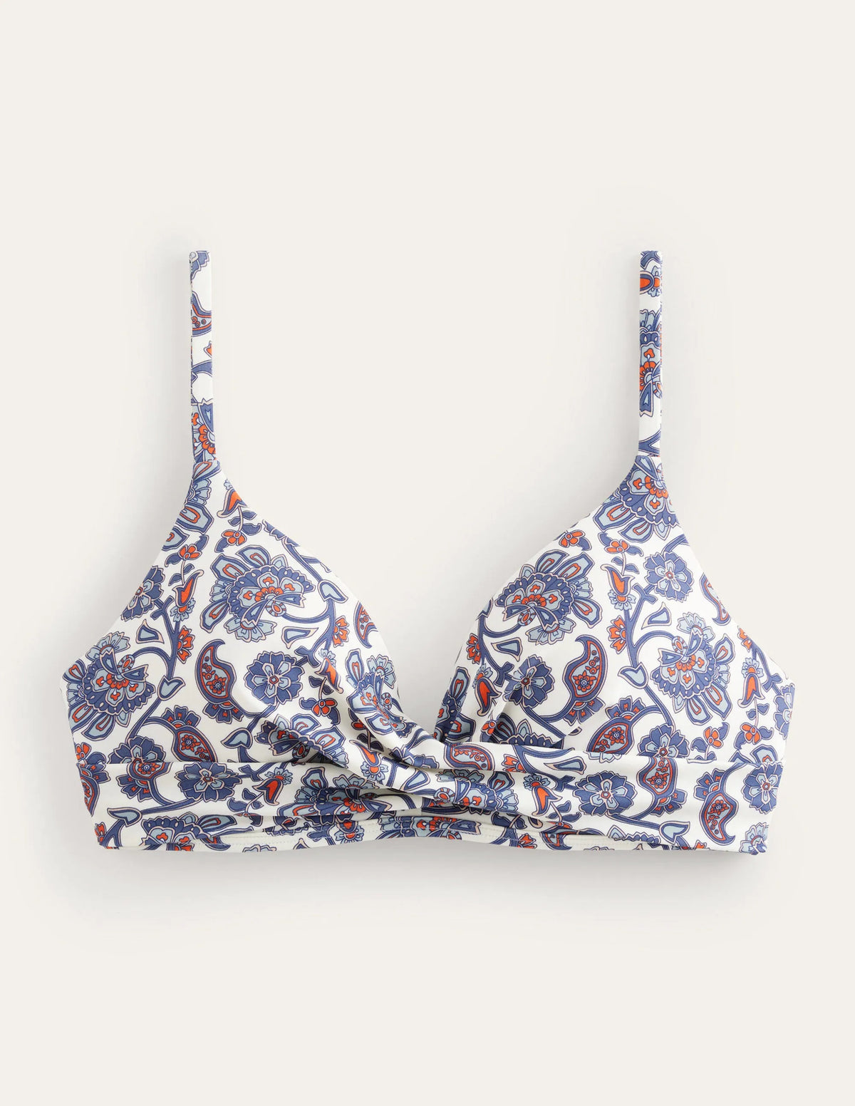 Capri Cup-size Bikini Top-Ivory, Blue Paisley
