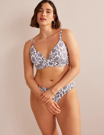 Capri Cup-size Bikini Top-Ivory, Blue Paisley