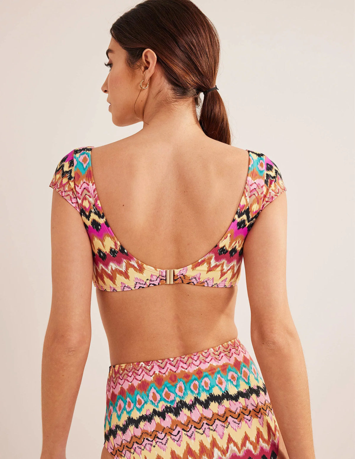 Cap Sleeve Tie Bikini Top-Multi Ikat