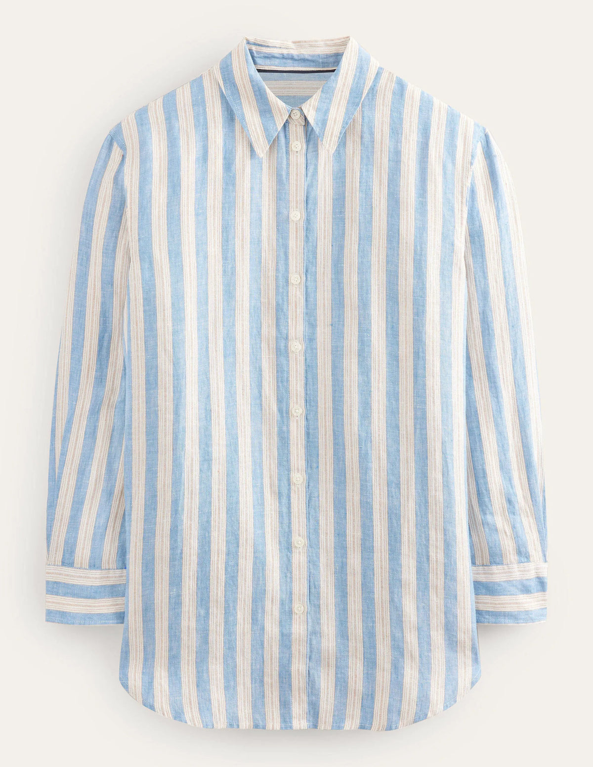 Relaxed Linen Shirt-Porcelain Blue, Sparkle Stripe