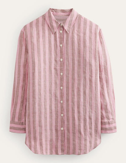 Relaxed Linen Shirt-Formica Pink, Sparkle Stripe