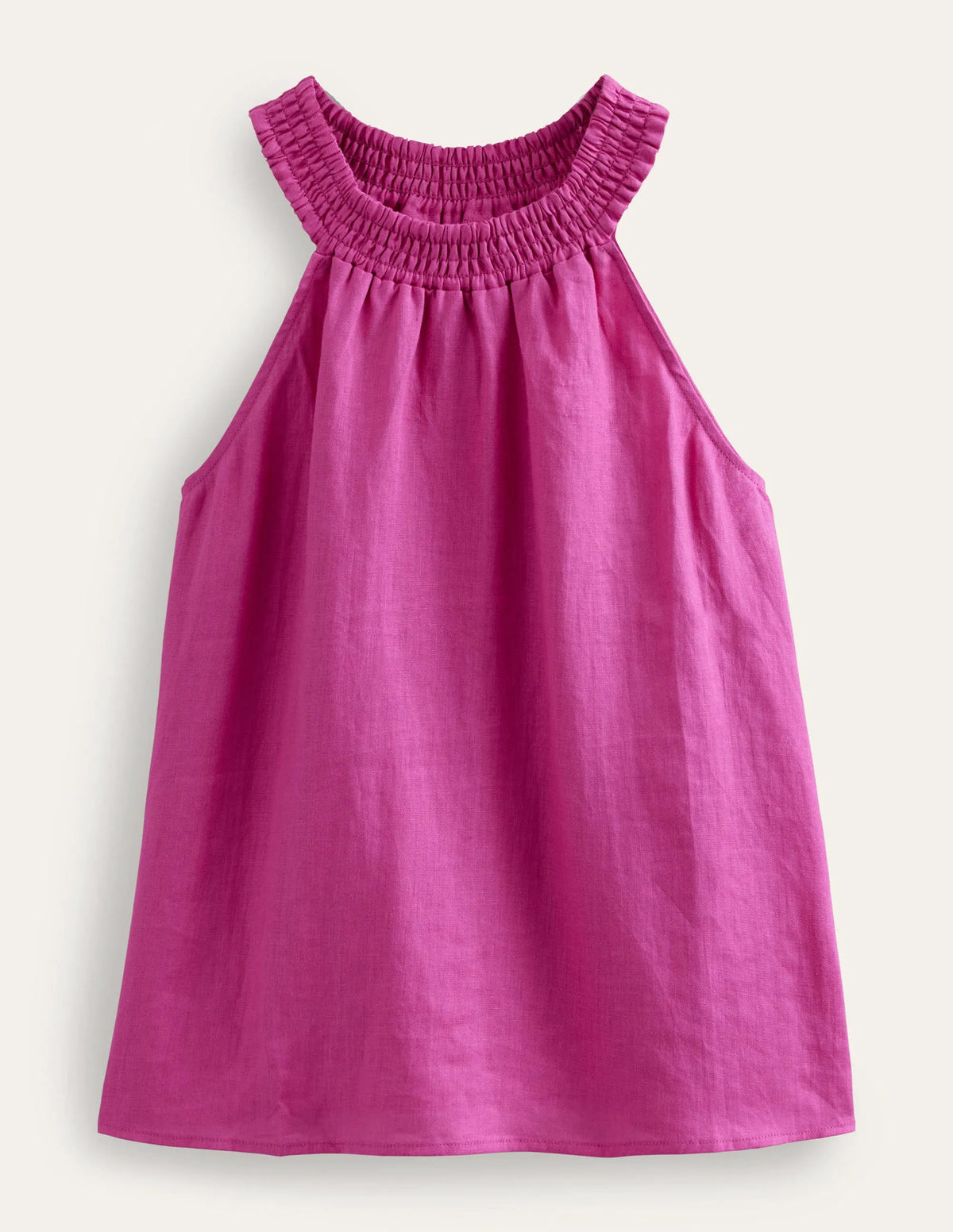 Linen Smocked Halter Top-Rose Violet