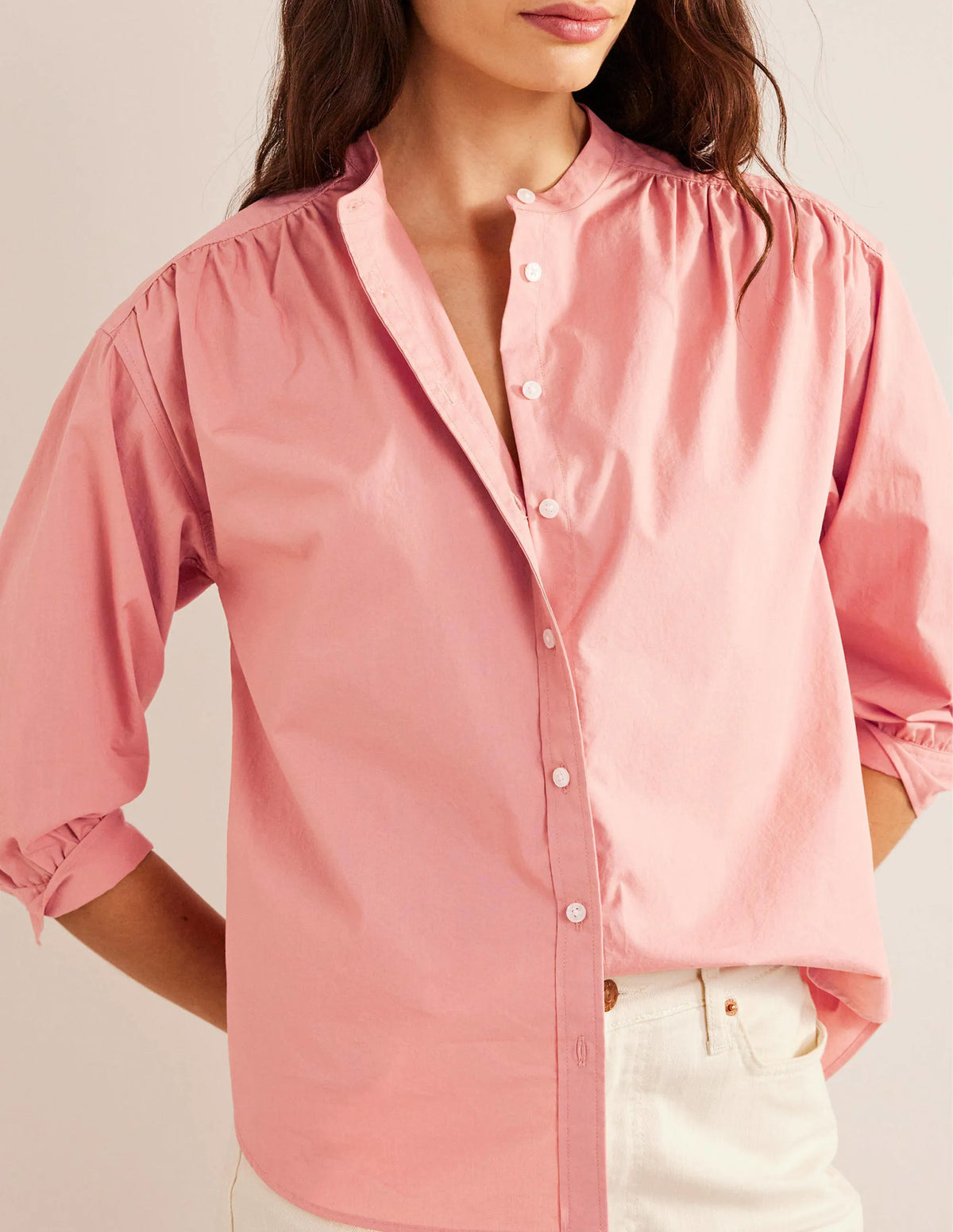 Relaxed Poplin Shirt-Rose Pink
