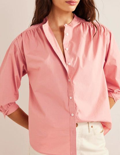 Relaxed Poplin Shirt-Rose Pink
