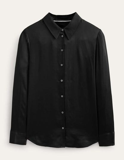 Relaxed Satin Shirt-Black