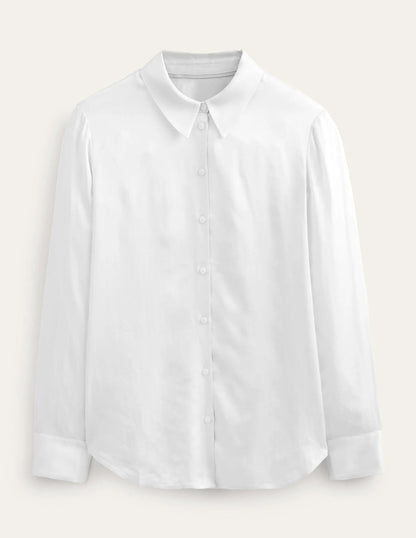 Relaxed Satin Shirt-Vaporous Grey