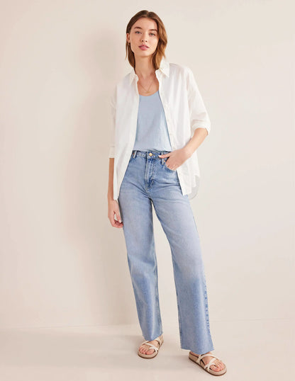 Relaxed Scoop Neck Vest-Chambray Blue