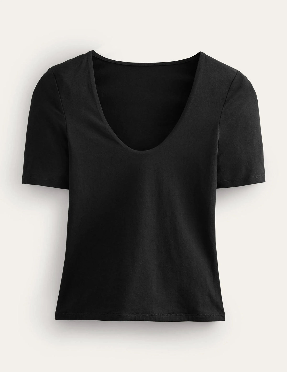Double Layer Short Sleeve Top-Black