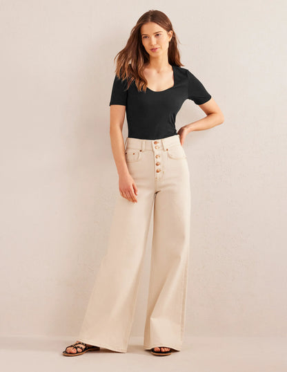 Double Layer Short Sleeve Top-Black
