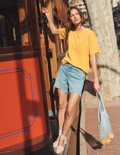 Oversized Washed T-Shirt-French Marigold