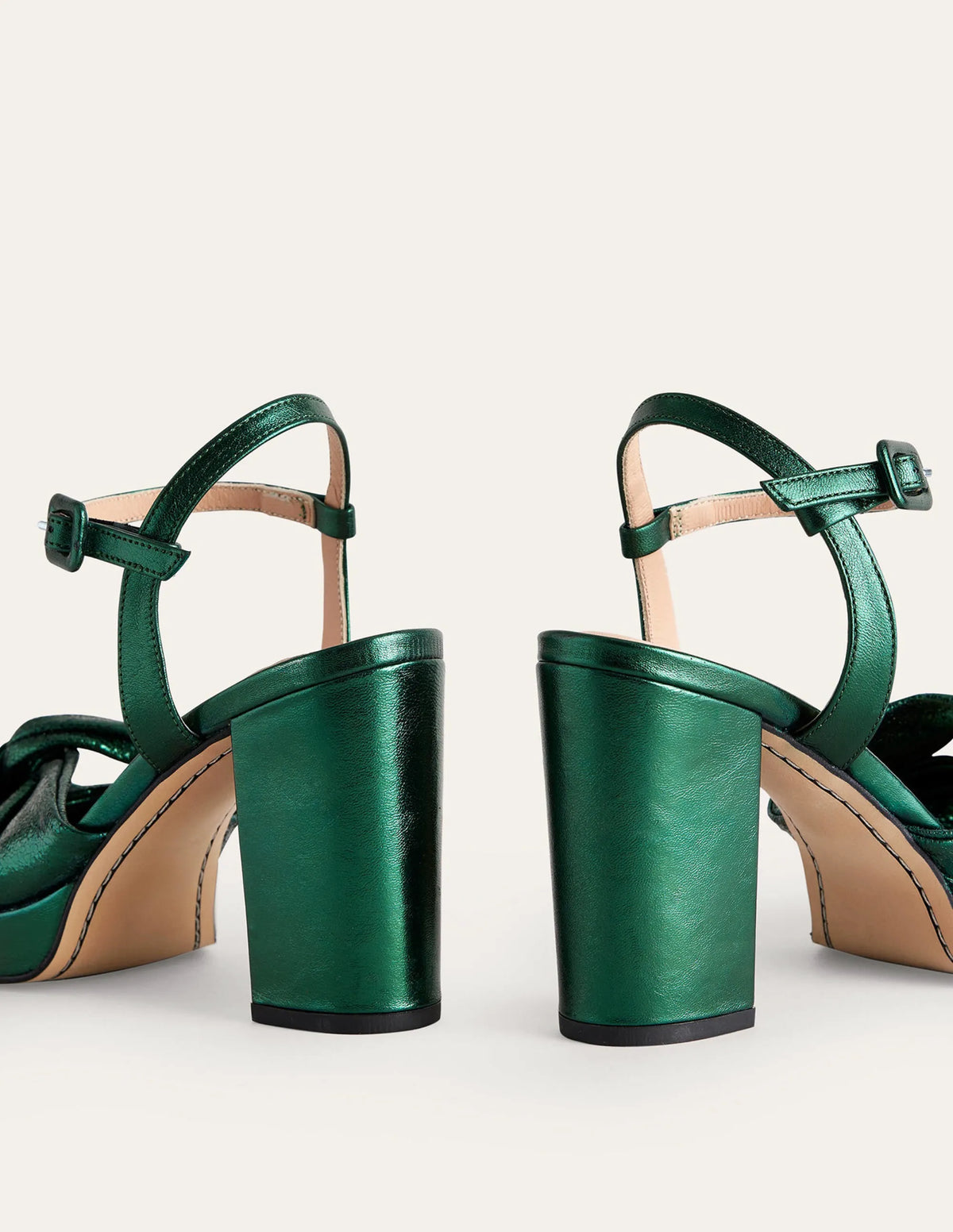 Twist Front Platform Sandals-Winter Green Metallic Leather