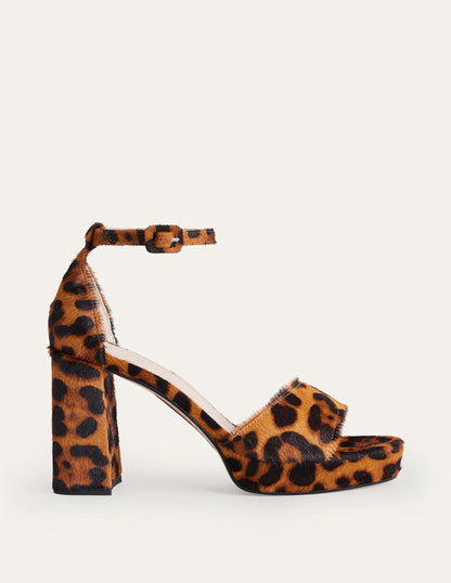 Heeled Platform Sandals-Classic Leopard Pony Hair