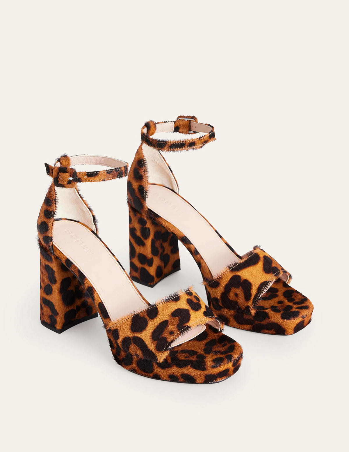 Heeled Platform Sandals-Classic Leopard Pony Hair
