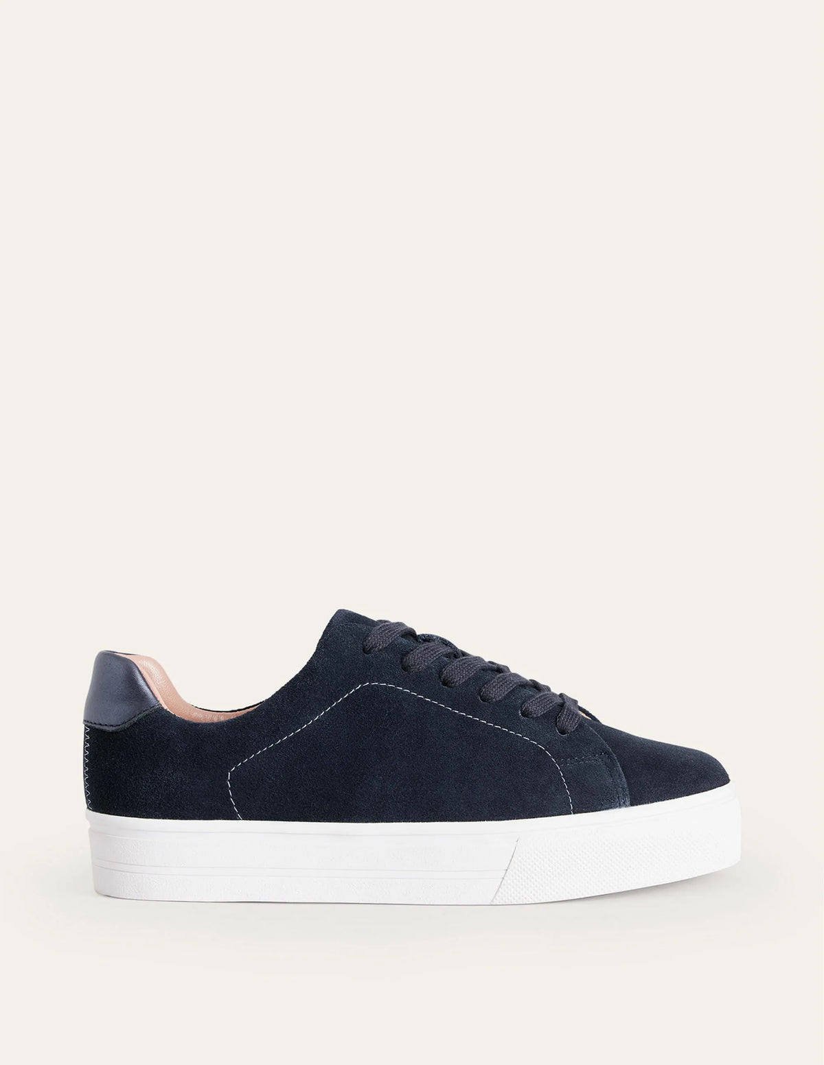 Leather Flatform Sneakers-Navy Suede