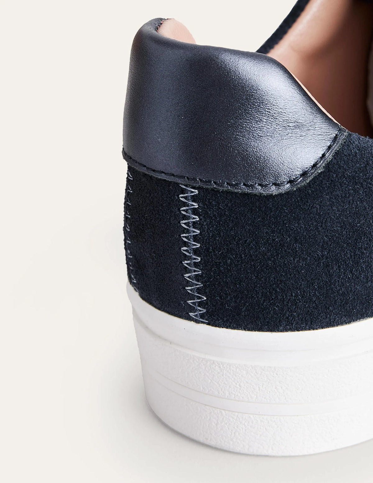 Leather Flatform Sneakers-Navy Suede