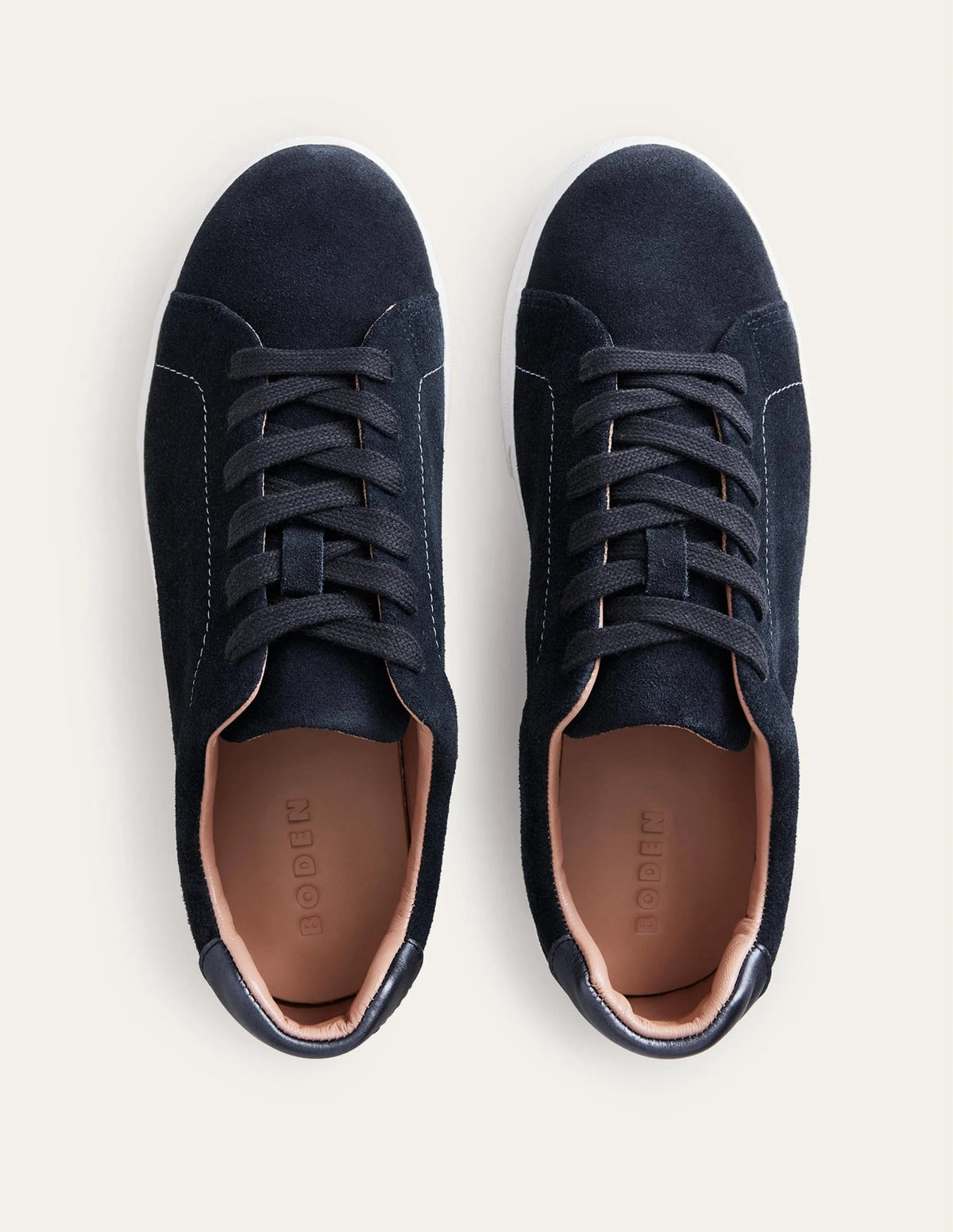 Leather Flatform Sneakers-Navy Suede