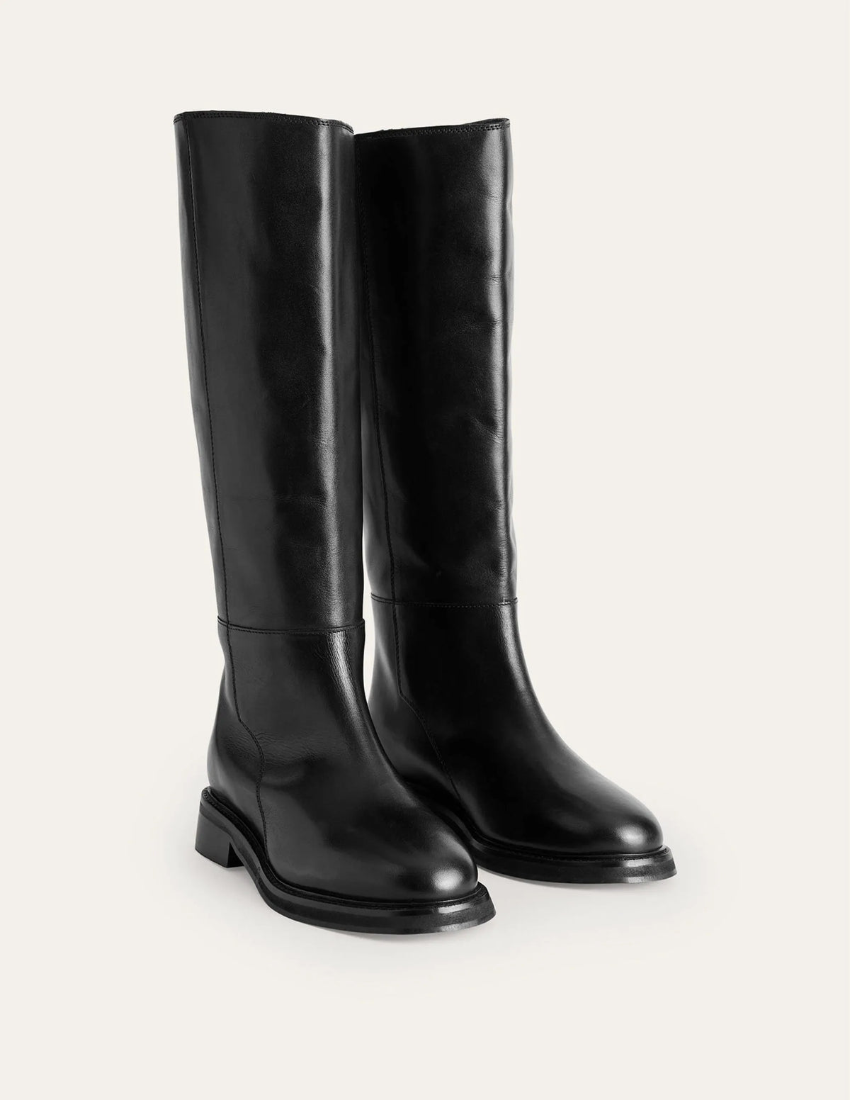 Lottie Leather Riding Boots-Black Leather