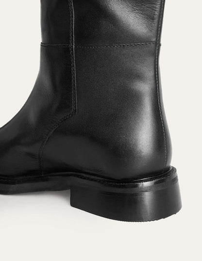 Lottie Leather Riding Boots-Black Leather