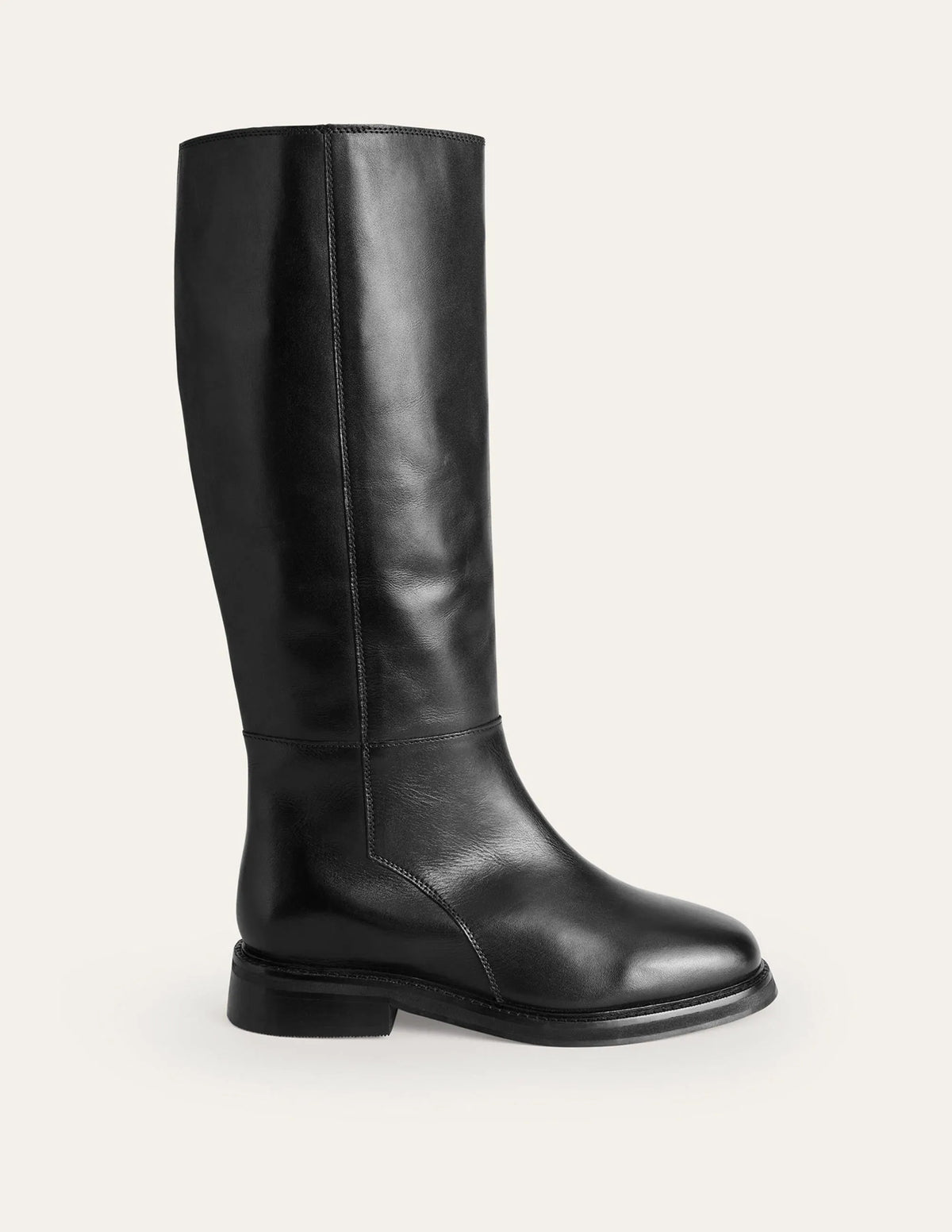 Lottie Leather Riding Boots-Black Leather