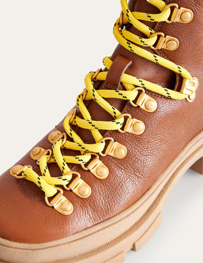 Lace up Hiker Boots-Honey Leather