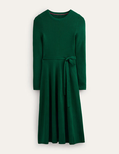 Lola Knitted Midi Dress-Emerald Green