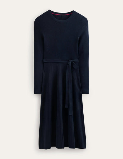 Lola Knitted Midi Dress-Navy