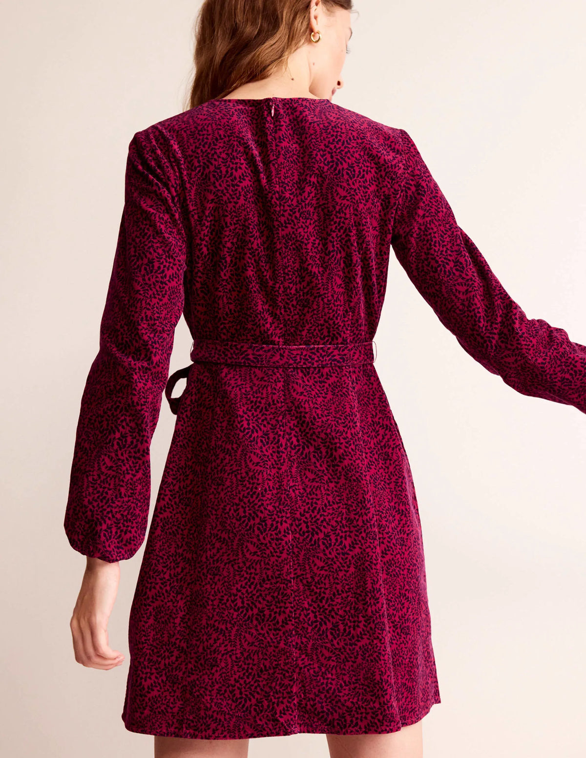 Harriet Cord Dress-Warm Cranberry, Pome Sprig