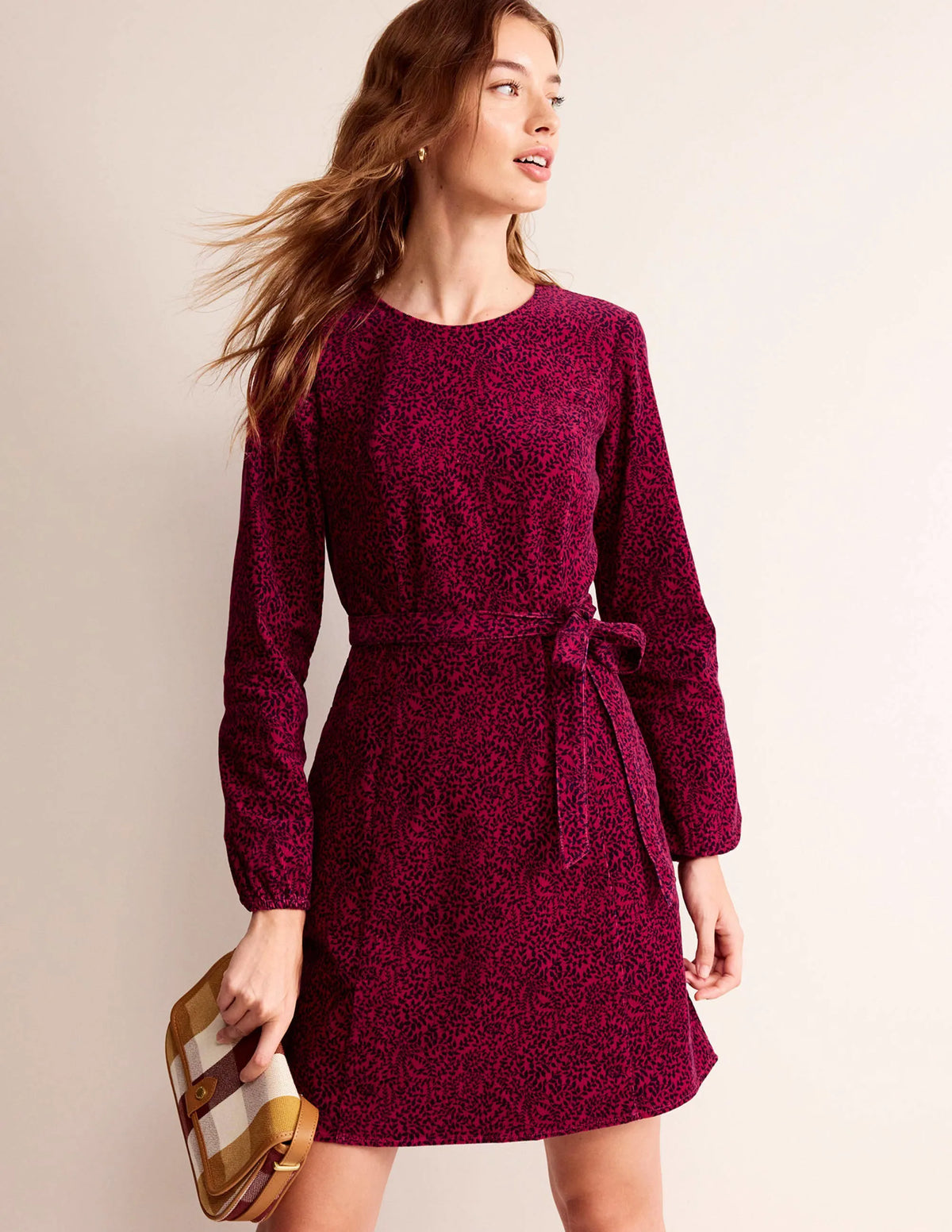 Harriet Cord Dress-Warm Cranberry, Pome Sprig