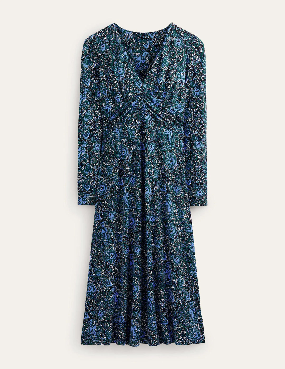 Elodie Empire Midi Dress-Emerald Night, Botanic Terrace