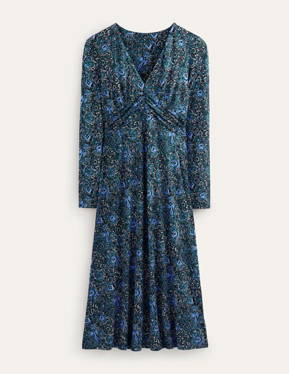 Elodie Empire Midi Dress-Emerald Night, Botanic Terrace