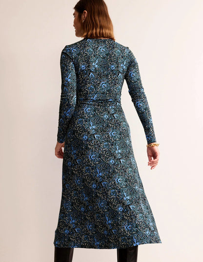 Elodie Empire Midi Dress-Emerald Night, Botanic Terrace