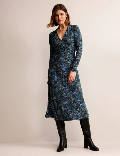Elodie Empire Midi Dress-Emerald Night, Botanic Terrace
