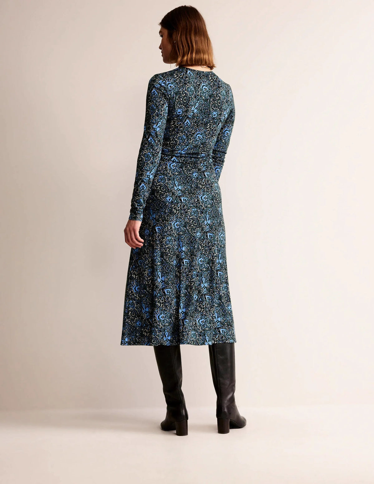 Elodie Empire Midi Dress-Emerald Night, Botanic Terrace