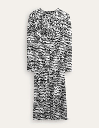 Empire Knot Midi Dress-Black, Lily Sprig