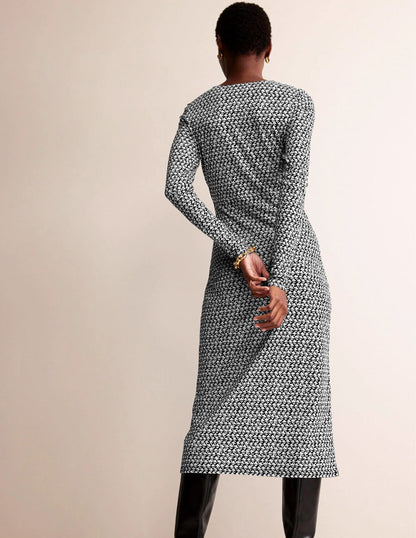 Empire Knot Midi Dress-Black, Lily Sprig