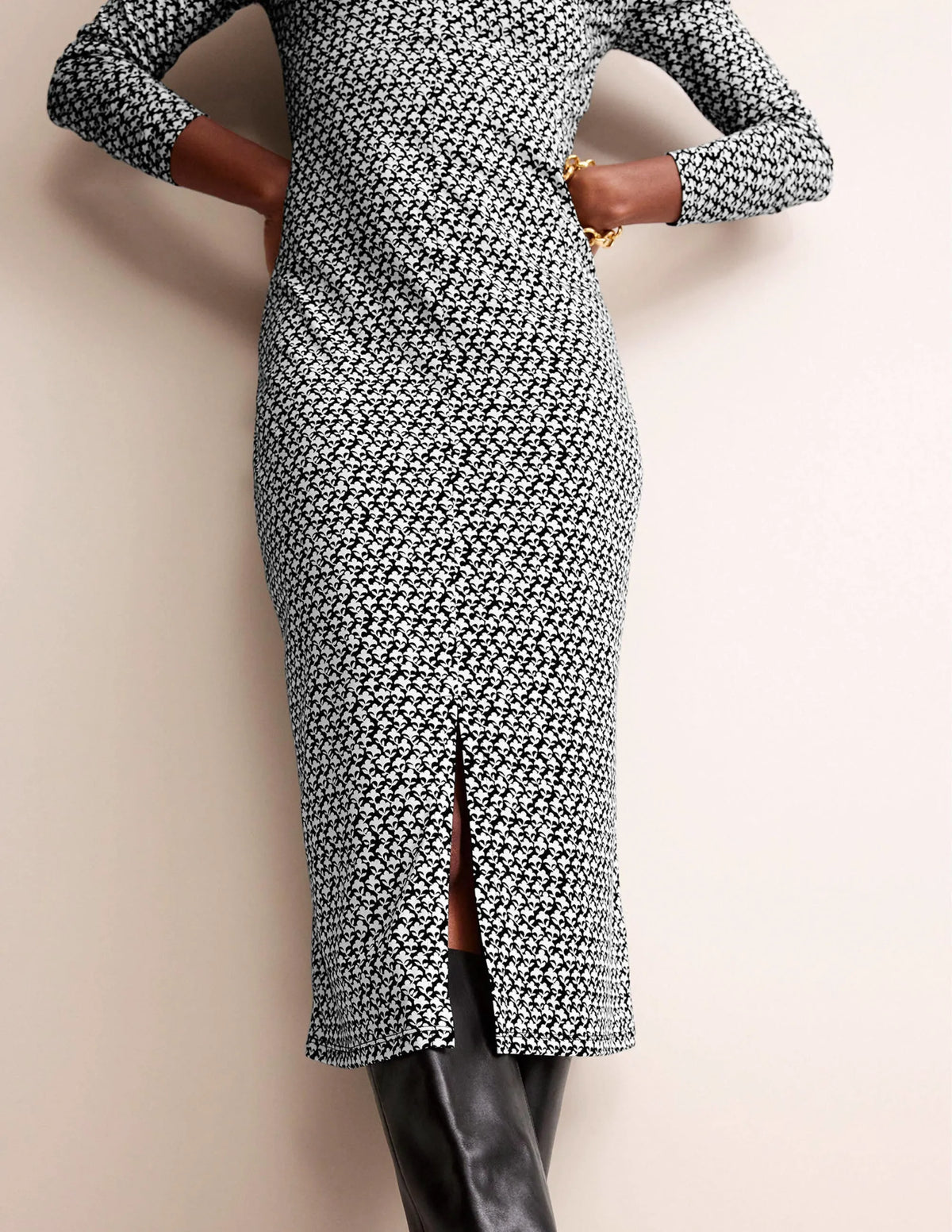Empire Knot Midi Dress-Black, Lily Sprig