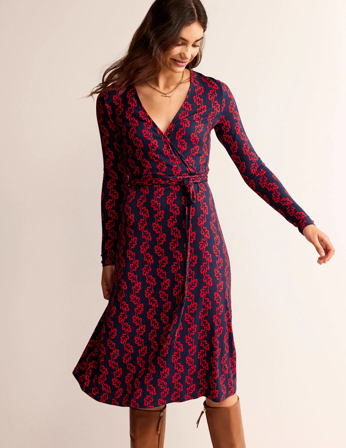 Nina Jersey Midi Dress-French Navy, Abstract Terrace