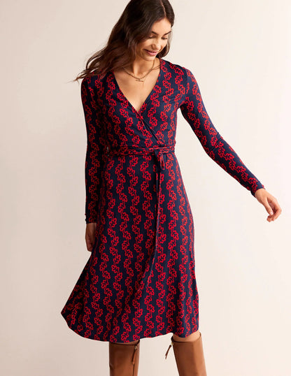 Nina Jersey Midi Dress-French Navy, Abstract Terrace