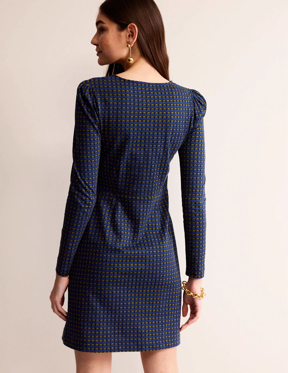 Penelope Jersey Dress-Sapphire Blue, Geo Charm