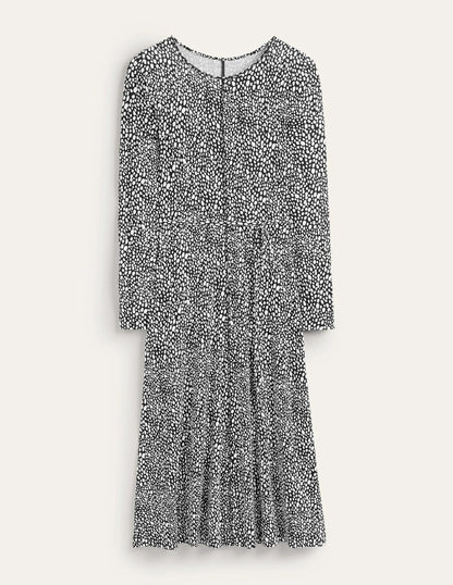 Lucy Jersey Midi Dress-Black, Animal Spot