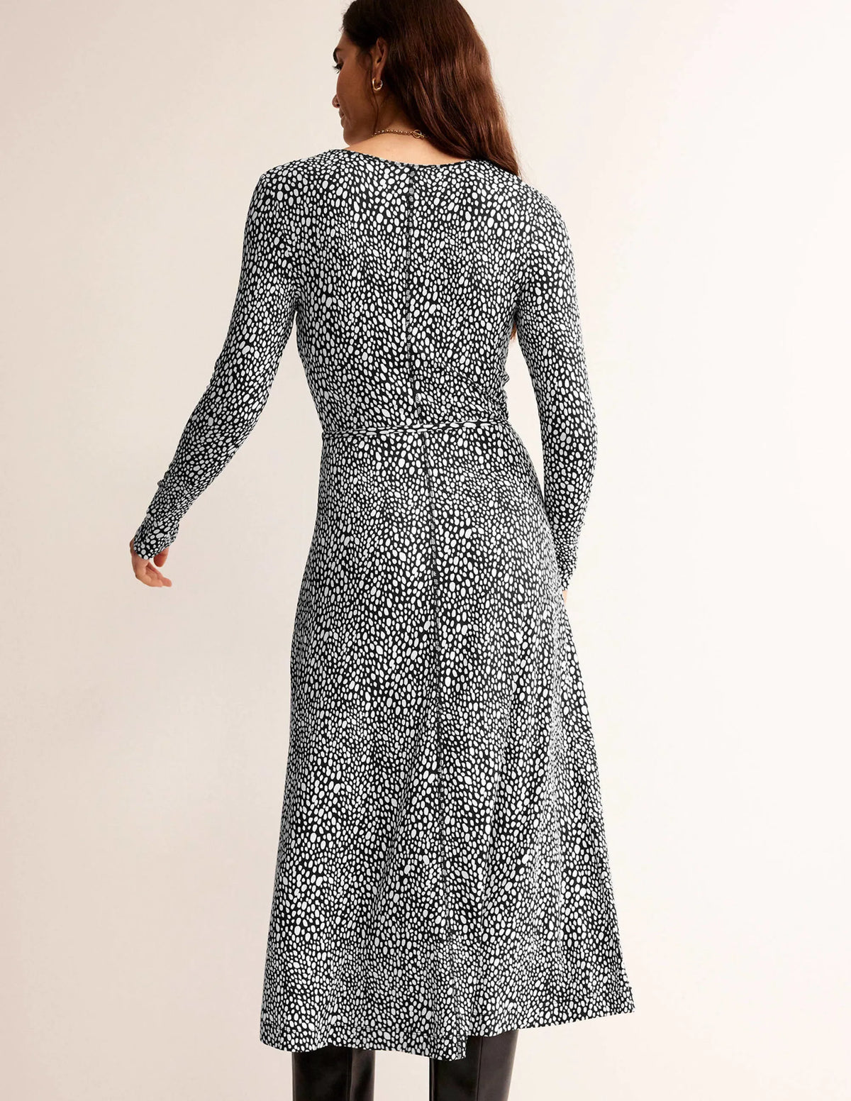 Lucy Jersey Midi Dress-Black, Animal Spot