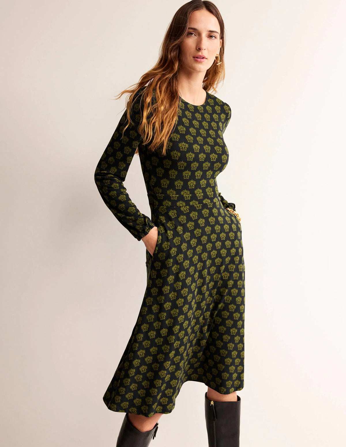 Camille Jersey Midi Dress-Black, Lily