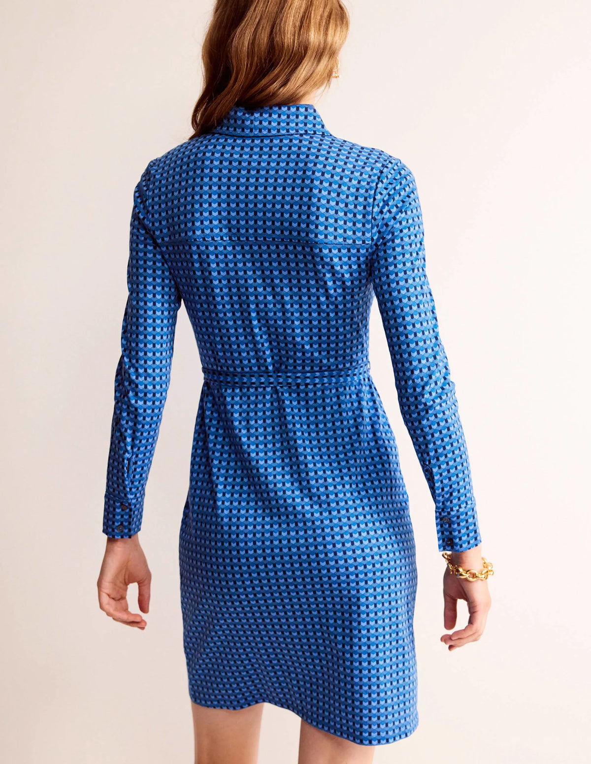 Jessie Jersey Shirt Dress-Azure, Terrace Geo