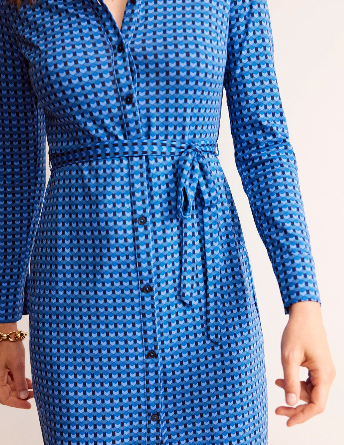 Jessie Jersey Shirt Dress-Azure, Terrace Geo