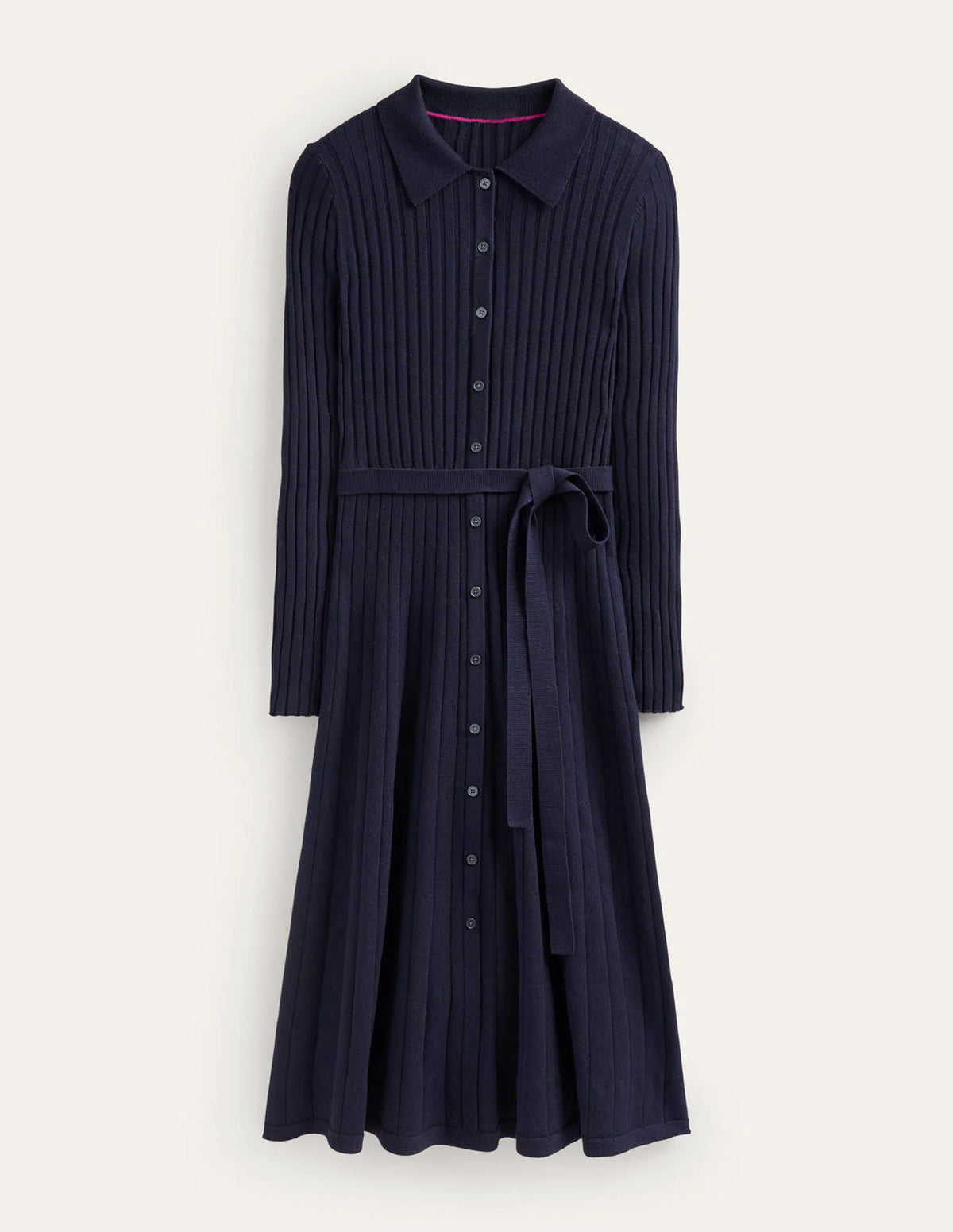 Rachel Knitted Shirt Dress-Dark Blue
