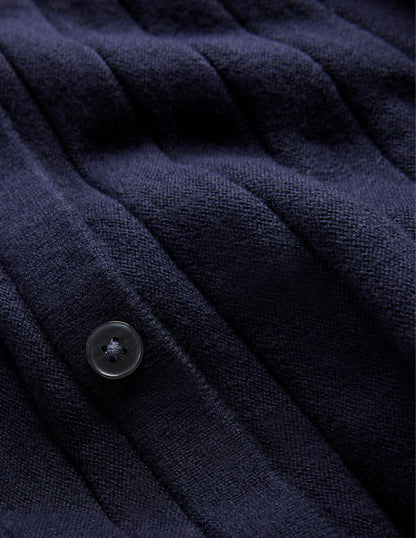 Rachel Knitted Shirt Dress-Dark Blue