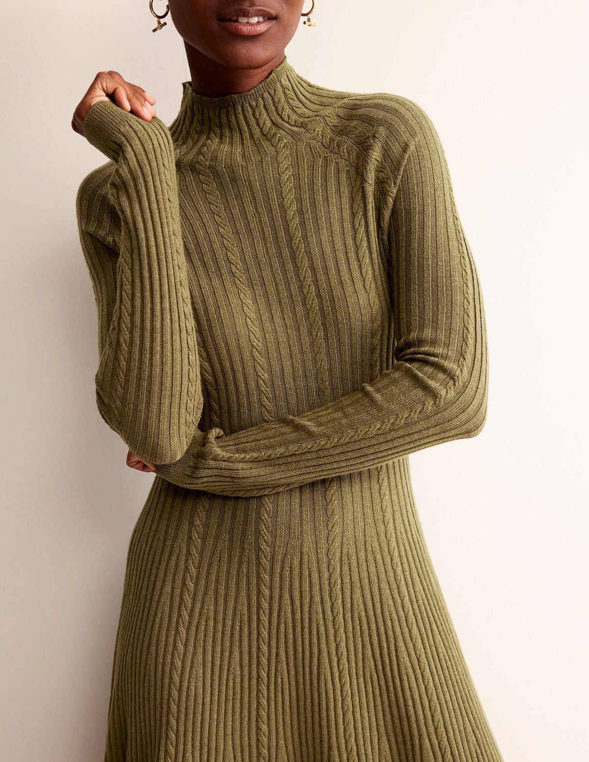 Tessa Knitted Dress-Dark Moss