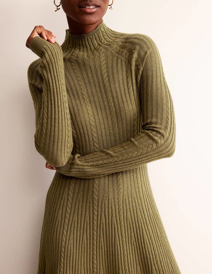 Tessa Knitted Dress-Dark Moss
